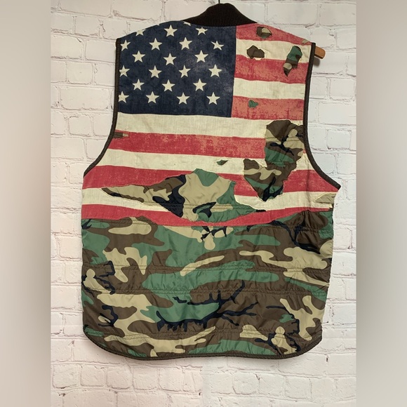 Denim & Supply Ralph Lauren Camouflage American Flag Distressed Vest Size M - Picture 3 of 5